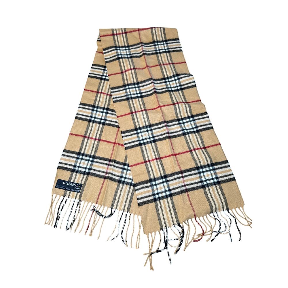 Cashmink by V Fraas plaid fringe scarf‎ tartan outdoor winter preppy academia